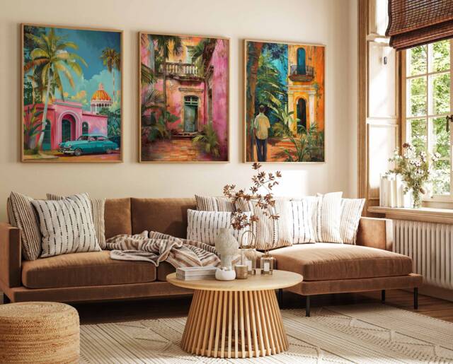 Set Of 3 Cuba Travel Prints, Posters, Havana Print, Cuban Decor, Caribbean Wall Art, Latin Tropical Art - image 1