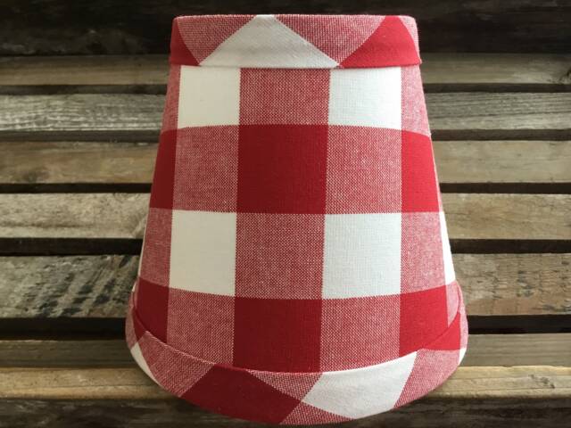 Red & White Buffalo Check Gingham Chandelier Lampshade Large - image 1
