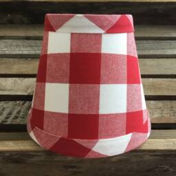 Red & White Buffalo Check Gingham Chandelier Lampshade Large - thumbnail 2