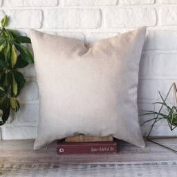 Color Block Pillow Cover Camel Faux Leather & Natural Linen - thumbnail 3