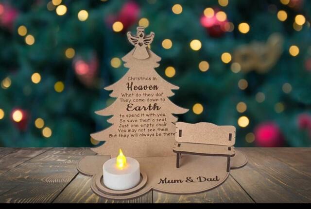 Personalised Christmas in Heaven Tree Led Candle - Decoration Memorial Remembrance - image 1