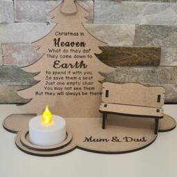 Personalised Christmas in Heaven Tree Led Candle - Decoration Memorial Remembrance - thumbnail 2