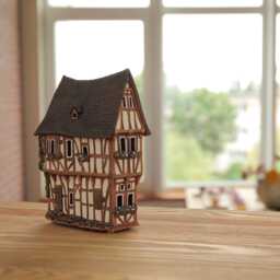 Handmade Ceramic Aroma Tealight Holder - Miniature Of Historic Spitz House in Bernkastel-Kues, Germany - thumbnail 3