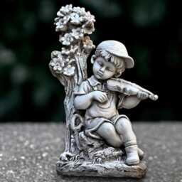Concrete Man With Violin Statue Elegant Musician Sculpture Stone Violinist Figurine Handmade Music Decoration Art - thumbnail 1