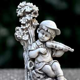 Concrete Man With Violin Statue Elegant Musician Sculpture Stone Violinist Figurine Handmade Music Decoration Art - thumbnail 2