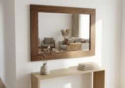 Handcrafted Solid Walnut Wood Wall Mirror - Modern Hardwood