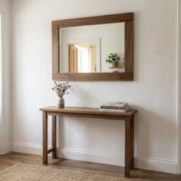 Handcrafted Solid Walnut Wood Wall Mirror - Modern Hardwood - thumbnail 3