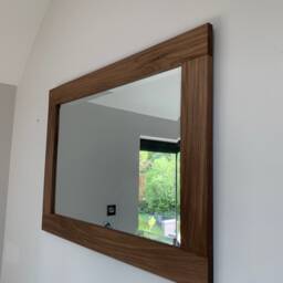 Handcrafted Solid Walnut Wood Wall Mirror - Modern Hardwood - thumbnail 4