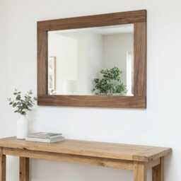 Handcrafted Solid Walnut Wood Wall Mirror - Modern Hardwood - thumbnail 2