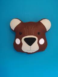 Woodland Felt Bear Head, Animal Heads Kids Room, Stuffed Toy Woodland Nursery Decor, Baby Nursery, Wall Hanging, Gift - thumbnail 1