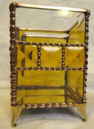 Amber Stained Glass Candle Holder With Brass Feet - thumbnail 1