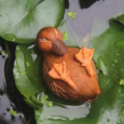 Miniature Brown Wobbly Duck Collatable Sculpture Toy. Handmade Resin Statue, Totem, Figure, Home Decor, Artisan Gift - thumbnail 2