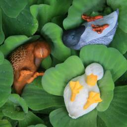 Miniature Brown Wobbly Duck Collatable Sculpture Toy. Handmade Resin Statue, Totem, Figure, Home Decor, Artisan Gift - thumbnail 3