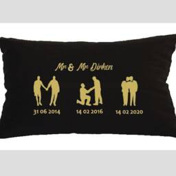 Lgbtq+ Silhouette Timeline Pillow, Same Sex Wedding Gift, Cotton Anniversary - thumbnail 3