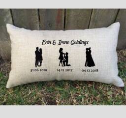 Lgbtq+ Silhouette Timeline Pillow, Same Sex Wedding Gift, Cotton Anniversary