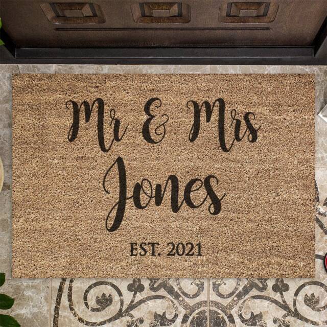 Personalised Mr & Mrs Indoor Door Mat - 60x40cm Hall Doormat New Home Gift Wedding