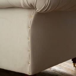 4 Seater Cream Velvet Chesterfield Sofa, British Handmade - thumbnail 4