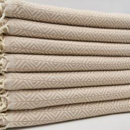 "Beige Towel, Handmade Towel, Beach Towel, Turkish Towel, Big Diamond Towel, 38""x67" - thumbnail 3