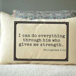 Religious Pillow Spiritual, Loss Mourning, Strength Verse, Christian Retreat Pillow, Philippians, Gives Me Strength, Cotton - thumbnail 2