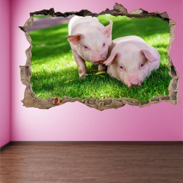 Cute Baby Pigs Wall Decal Sticker Mural Poster Print Art Kids Bedroom Home Farm Decor Ev5 - image 1