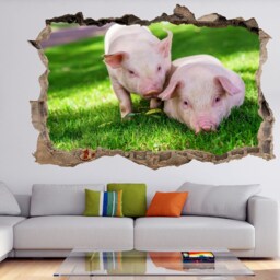 Cute Baby Pigs Wall Decal Sticker Mural Poster Print Art Kids Bedroom Home Farm Decor Ev5 - thumbnail 2