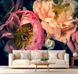 Large Peonies Wall Mural Living Room Wall Sticker Bedroom Decor Customizable Design Removable Wallpaper - thumbnail 1