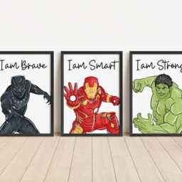 "Superhero Affirmation Prints - Set Of 5, Boys Room ""I Am" - thumbnail 3