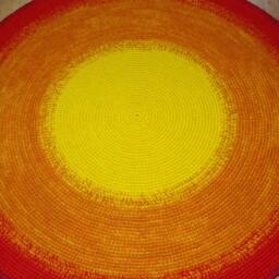 Handmade Wool Round Rug, Modern Crochet Carpet - thumbnail 2