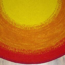 Handmade Wool Round Rug, Modern Crochet Carpet - thumbnail 3