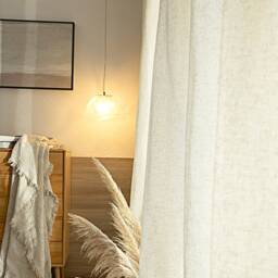 Erin Faux Linen Sheer Curtain, Light Filtering Custom Cotton Drape, Extra Long Curtain For Bedroom, 1Pc - thumbnail 3