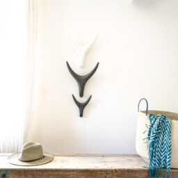 Handmade Antler Wall Art Stoneware - Black, White & Gray Set - thumbnail 3