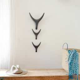 Handmade Antler Wall Art Stoneware - Black, White & Gray Set - thumbnail 2