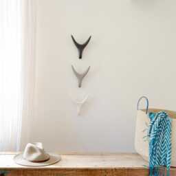 Handmade Antler Wall Art Stoneware - Black, White & Gray Set - thumbnail 4
