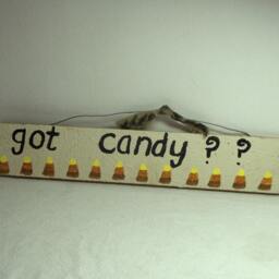 Got Candy?? Sign One Of A Kind Handmade Hand Painted Whimsical Primitive Wood Wall Hanging Halloween Candy Corn Fall Rustic - thumbnail 2