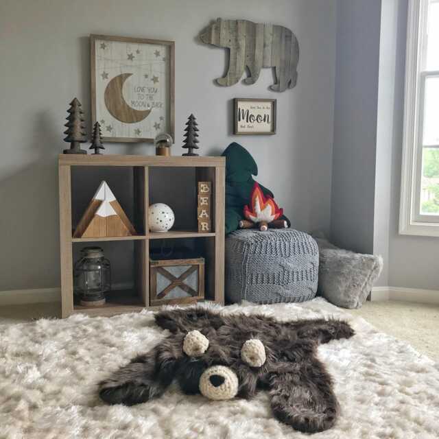 Brown Bear Rug in Faux Fur For Camping Nursery Decor - image 1