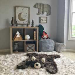 Brown Bear Rug in Faux Fur For Camping Nursery Decor - thumbnail 1