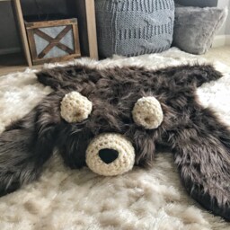 Brown Bear Rug in Faux Fur For Camping Nursery Decor - thumbnail 2