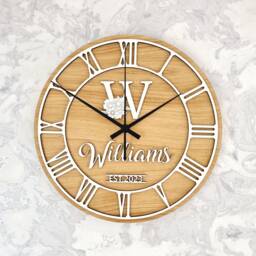 Personalised Wedding Clock Silent Nonticking Roman Numerals Anniversary Gift - thumbnail 3
