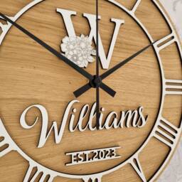 Personalised Wedding Clock Silent Nonticking Roman Numerals Anniversary Gift - thumbnail 2