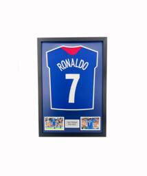 Diy Football Shirt Frame Black 30mm Frame, Blue Mount, Plaque & Photo Option - thumbnail 1