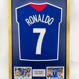 Diy Football Shirt Frame Black 30mm Frame, Blue Mount, Plaque & Photo Option - thumbnail 3