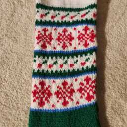 Personalized Hand Knit Snowflake Design Christmas Stocking - thumbnail 2