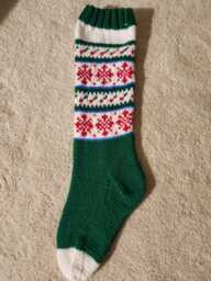 Personalized Hand Knit Snowflake Design Christmas Stocking - thumbnail 1