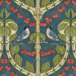 G P & J Baker Birds & Cherries, Indigo Blue, Cotton Cushion Cover - thumbnail 3