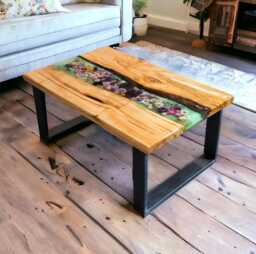 "Coffee Table Sofa Made Of Lime Wood Led Flower Design ""Immediately Available" - thumbnail 1