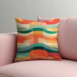 Bold Color Block Pillow Cover, Retro Curvy Shapes Cushion Cover in Warm Earthy Tones, Geometric Abstract Throw Case - thumbnail 3