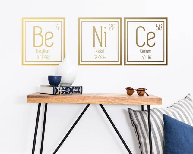 Periodic Table Decal Wall - Chemistry Art, Be Nice Decal, Teacher Classroom Decor, Quote, Quote Sticker - image 1