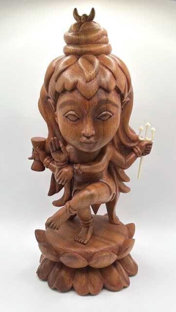 "Anime Shiva Statue, Nataraja Sculpture - Wood Carving, Deity, Altarpiece Totem. ""Shiwa" - image 1