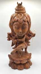 "Anime Shiva Statue, Nataraja Sculpture - Wood Carving, Deity, Altarpiece Totem. ""Shiwa" - thumbnail 1