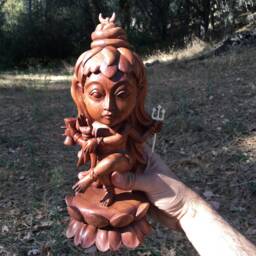 "Anime Shiva Statue, Nataraja Sculpture - Wood Carving, Deity, Altarpiece Totem. ""Shiwa" - thumbnail 4